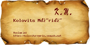 Kolovits Márió névjegykártya